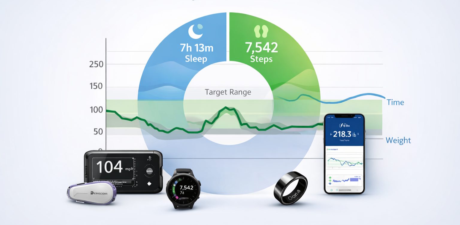 Abstract visualization representing activity and wear-time monitoring from wearables